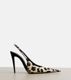 Saint Laurent Guermantes calf hair slingback pumps