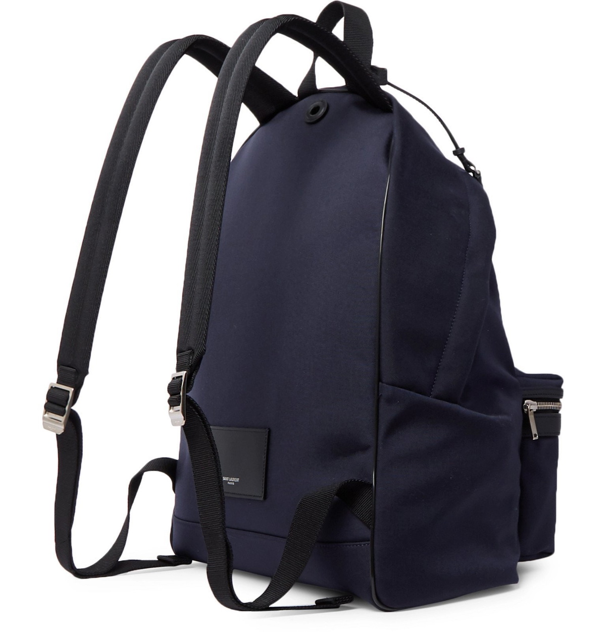 SAINT LAURENT - City Leather-Trimmed Canvas Backpack - Blue Saint