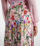 Gucci Floral pleated silk midi skirt