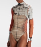 Jean Paul Gaultier Fire printed mesh bodysuit