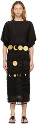 Loewe Black Linen Embroidered Dress