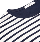Mr P. - Striped Long-Sleeved Cotton-Jersey T-Shirt - Men - Navy