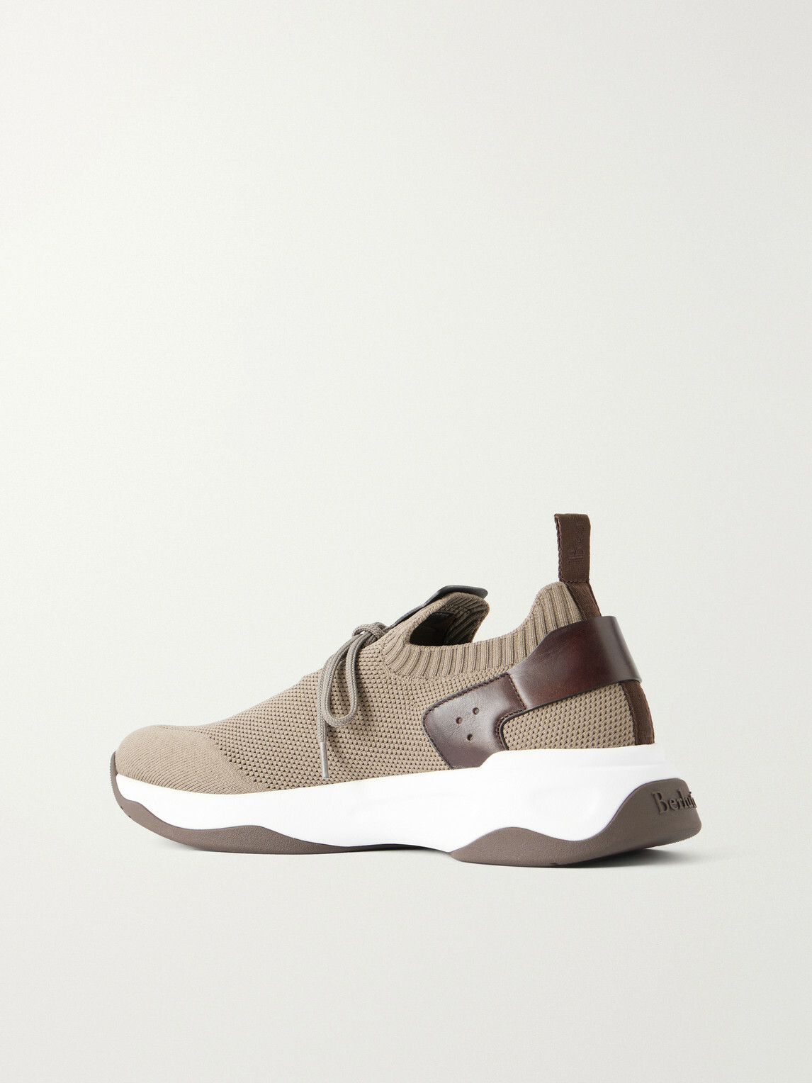 Berluti - Shadow Leather-Trimmed Stretch-Knit Sneakers - Neutrals