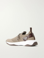 Berluti - Shadow Leather-Trimmed Stretch-Knit Sneakers - Neutrals
