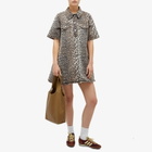 GANNI Women's Print Denim Mini Dress in Leopard