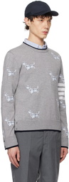 Thom Browne Gray 4-Bar Hector Sweater