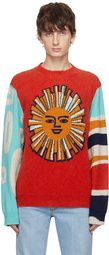 The Elder Statesman Red Intarsia Sweater