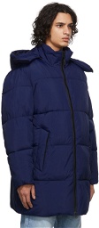 The Very Warm Navy Long Hooded Puffer Jacket