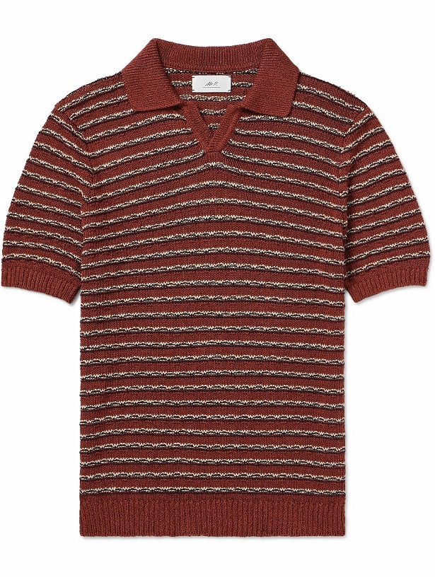 Photo: Mr P. - Metallic Textured Linen and Cotton-Blend Polo Shirt - Red