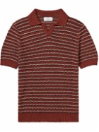 Mr P. - Metallic Textured Linen and Cotton-Blend Polo Shirt - Red