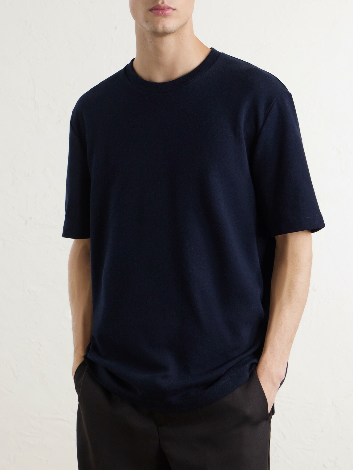 Mr P. - Cotton-Blend Double-Faced Jersey T-shirt - Blue