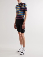 Café du Cycliste - Mona Striped Audax Stretch-Mesh Cycling Jersey - Blue