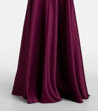 Solace London Gabriela draped one-shoulder satin gown