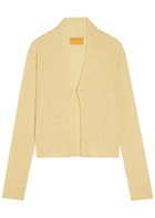 Guest In Residence Stealth Ribbed Cashmere and Linen-blend Cardigan Yellow