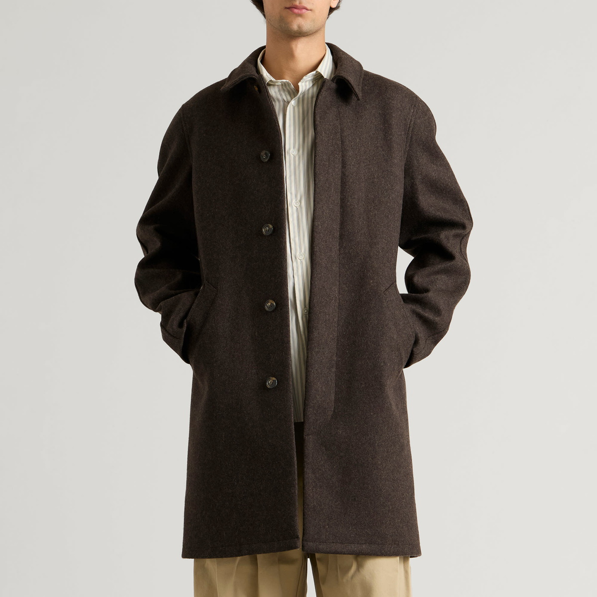 A.P.C. Men's Auster Heathered Wool Mac in Brown