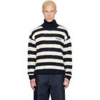 BALMAIN Navy & Off-White Mariniere Vintage Wool Turtleneck