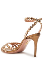 Aquazzura Tequila 85 Embellished Metallic Leather Sandals Gold