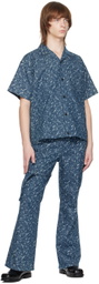 The World Is Your Oyster Blue Snow-Washed Shirt