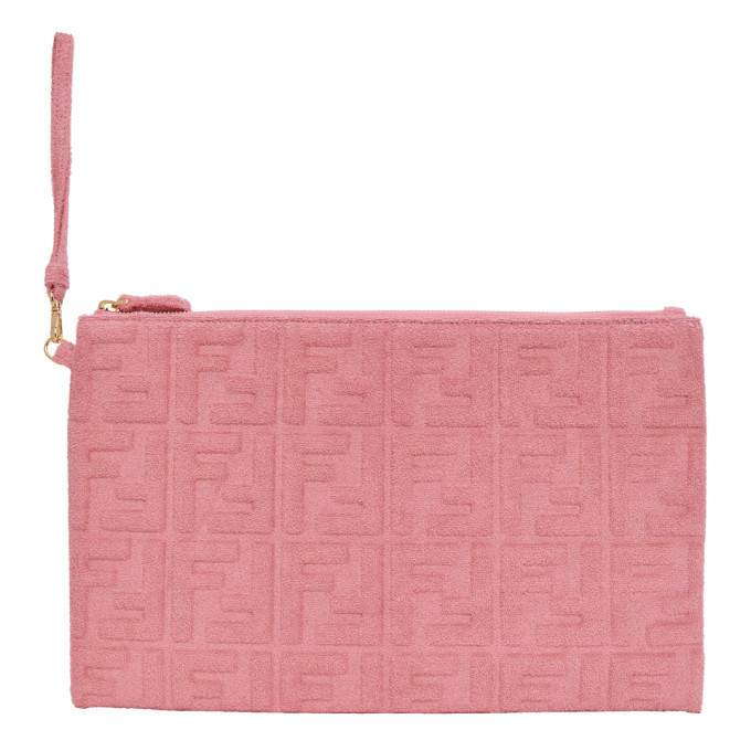 Fendi Pink Terrycloth Large Forever Fendi Pouch Fendi