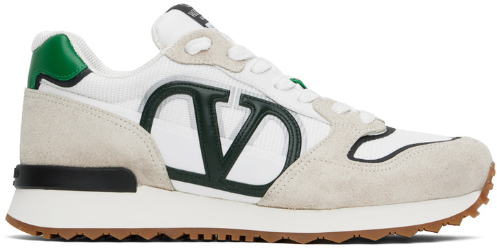 Photo: Valentino Garavani White & Beige VLogo Pace Low-Top Sneakers