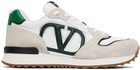 Valentino Garavani White & Beige VLogo Pace Low-Top Sneakers