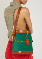 Versace Chain Small Leather and Suede Bucket bag - Green - One Size