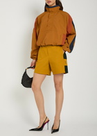Saint Laurent Logo Panelled Cotton Shorts Brown