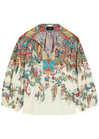 Etro Printed Balloon-sleeve Cotton-poplin top Multicoloured
