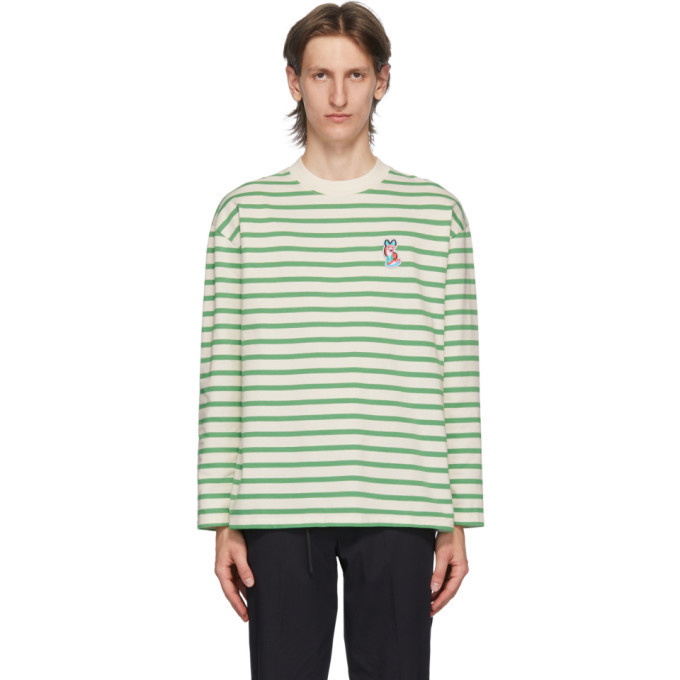 Photo: Maison Kitsune Green ACIDE Fox Patch Long Sleeve T-Shirt