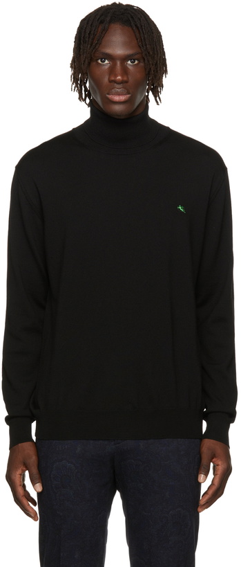 Photo: Etro Black Embroidered Pegaso Turtleneck