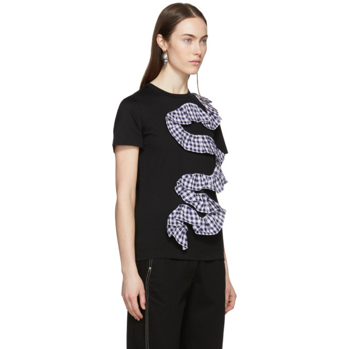 Facetasm Black Gingham Ruffle T-Shirt