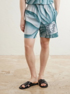 Versace - Wide-leg Printed Cotton-Poplin Shorts - Blue
