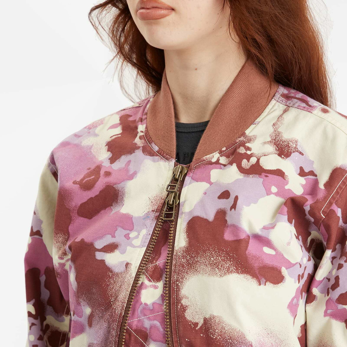 A Bathing Ape Women's Map Camo Bomber Jacket in Pink 