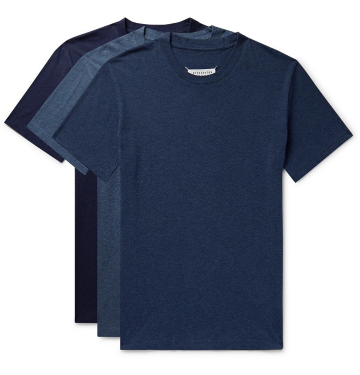 Photo: Maison Margiela - Three-Pack Slim-Fit Cotton-Jersey T-Shirts - Navy