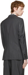 Comme des Garçons Homme Deux Grey Wool & Mohair Stripe Blazer