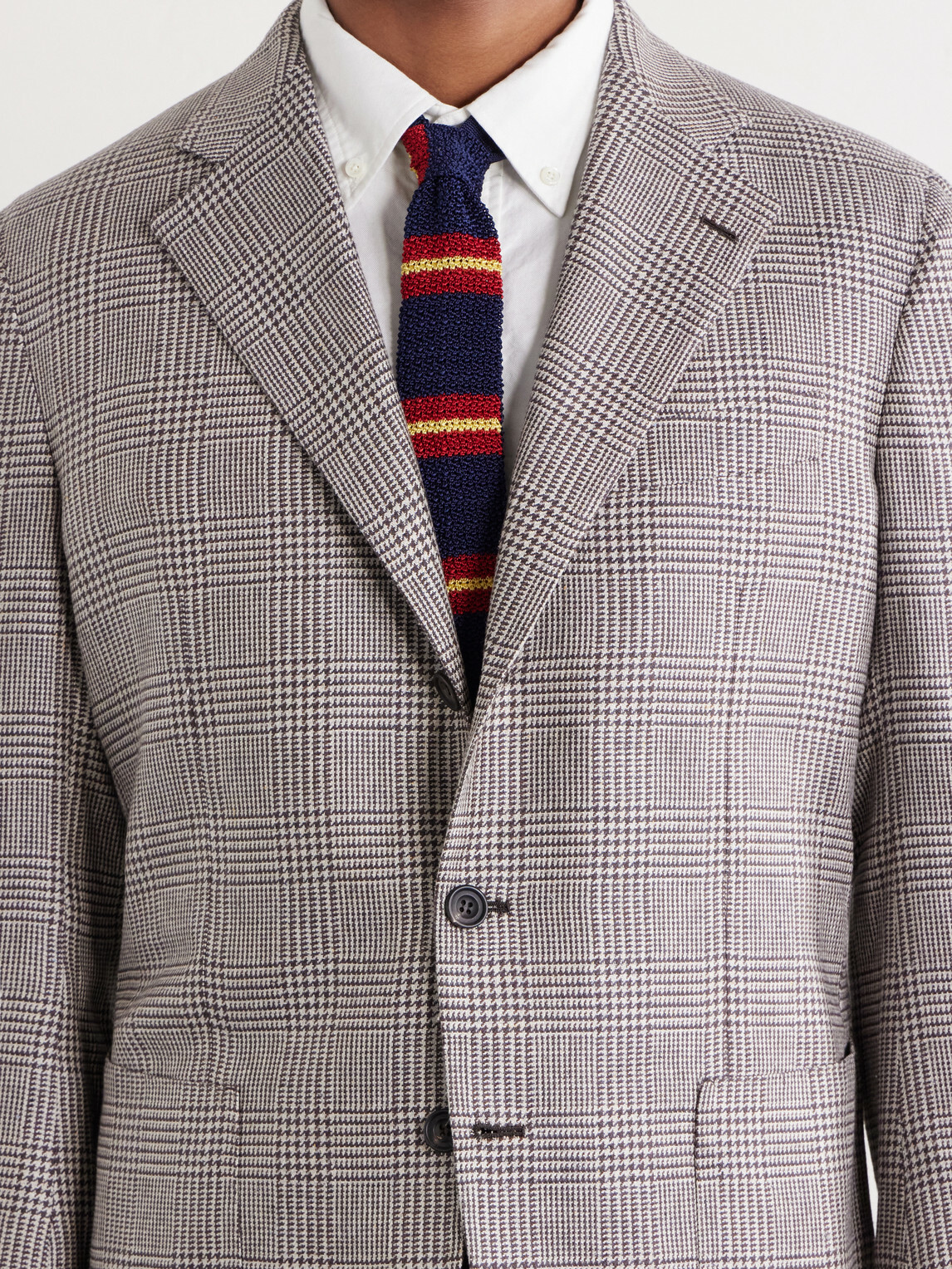 J. Mueser - Wavery Prince of Wales Silk Blazer - Brown