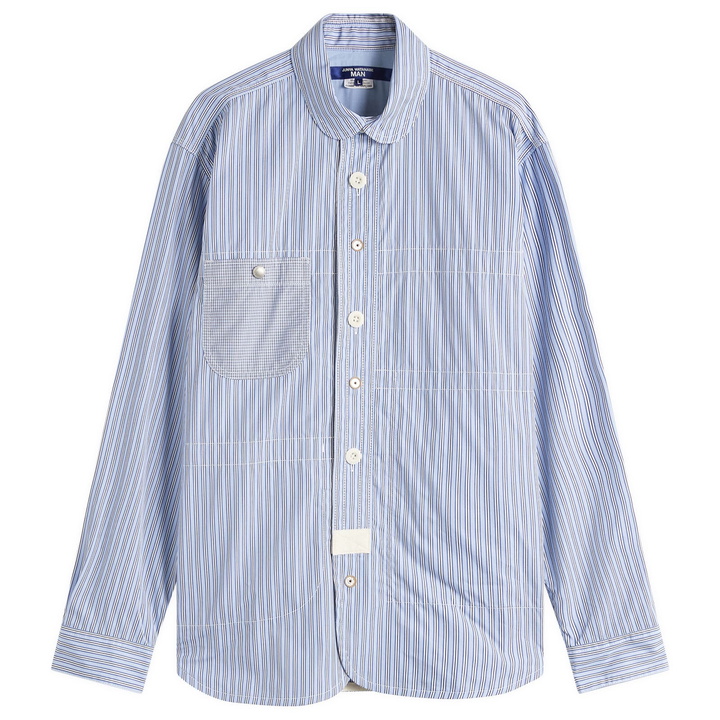 Photo: Junya Watanabe MAN Men's Cotton Stripe Check Shirt in Blue