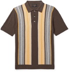 Beams Plus - Slim-Fit Striped Knitted Cotton Polo Shirt - Brown