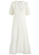 Rixo Edina Lace and Cotton Midi Dress White