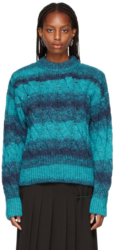 Photo: The Attico Blue & Green Cable Knit Kenna Sweater