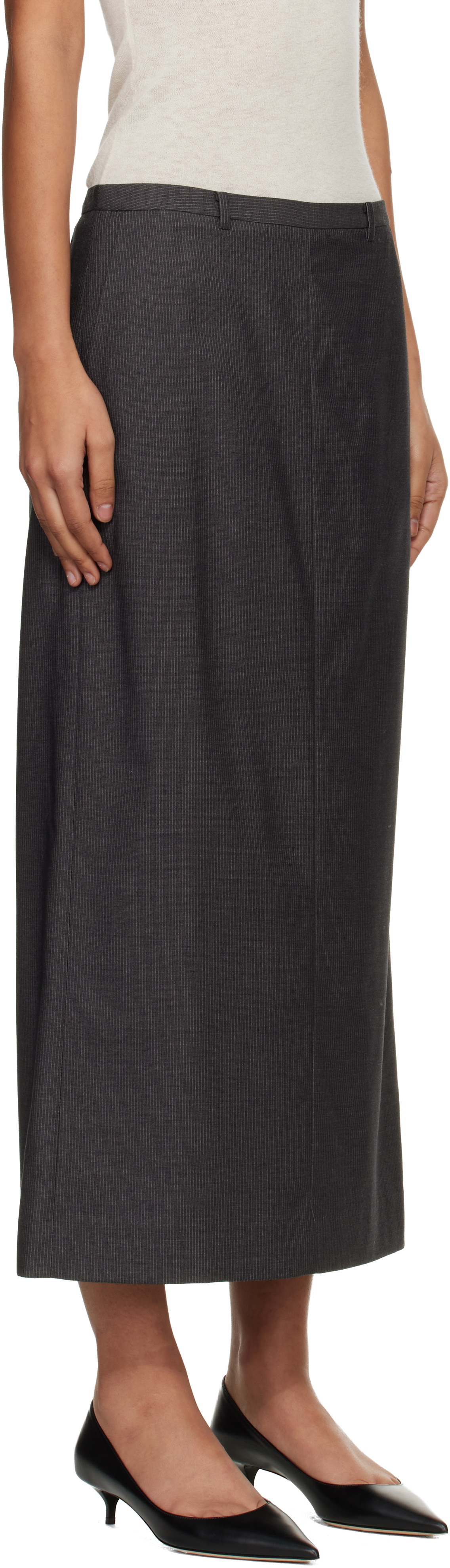 Dunst Gray H-Line Striped Maxi Skirt