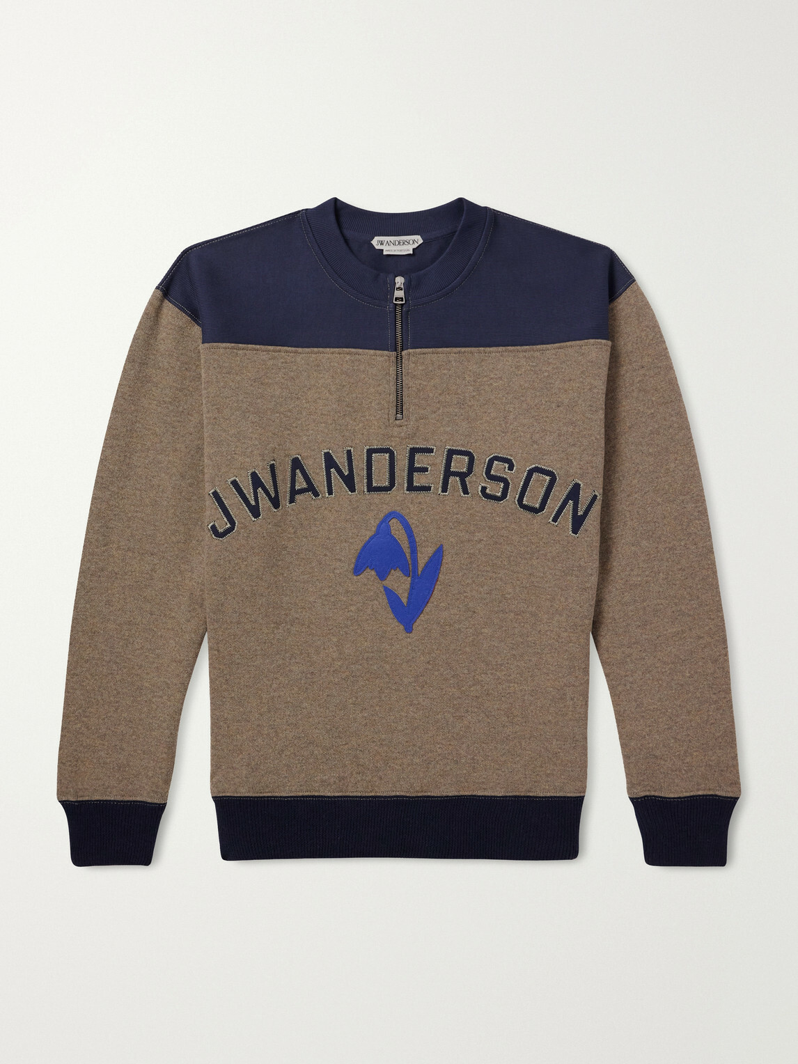 JW Anderson - Logo-Embroidered Wool-Blend Jersey Sweatshirt - Brown