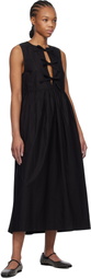 GANNI Black Cotton Poplin Midi Dress