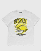 Ganni Basic Jersey Lemon Relaxed T Shirt White/Yellow - Womens - Shortsleeves