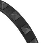 Valentino - Valentino Garavani Rockstud Leather and Ruthenium Bracelet - Men - Dark gray