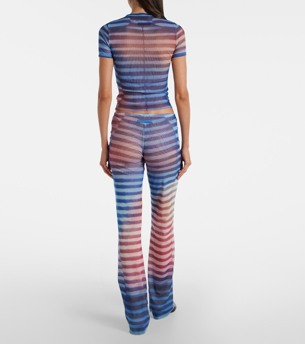 Jean Paul Gaultier Printed striped mesh T-shirt