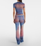 Jean Paul Gaultier Printed striped mesh T-shirt