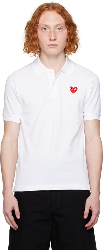 Photo: COMME des GARÇONS PLAY White Heart Patch Polo