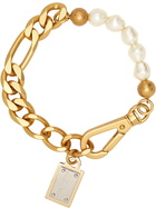 Dolce & Gabbana Gold DG Logo Pearl Bracelet