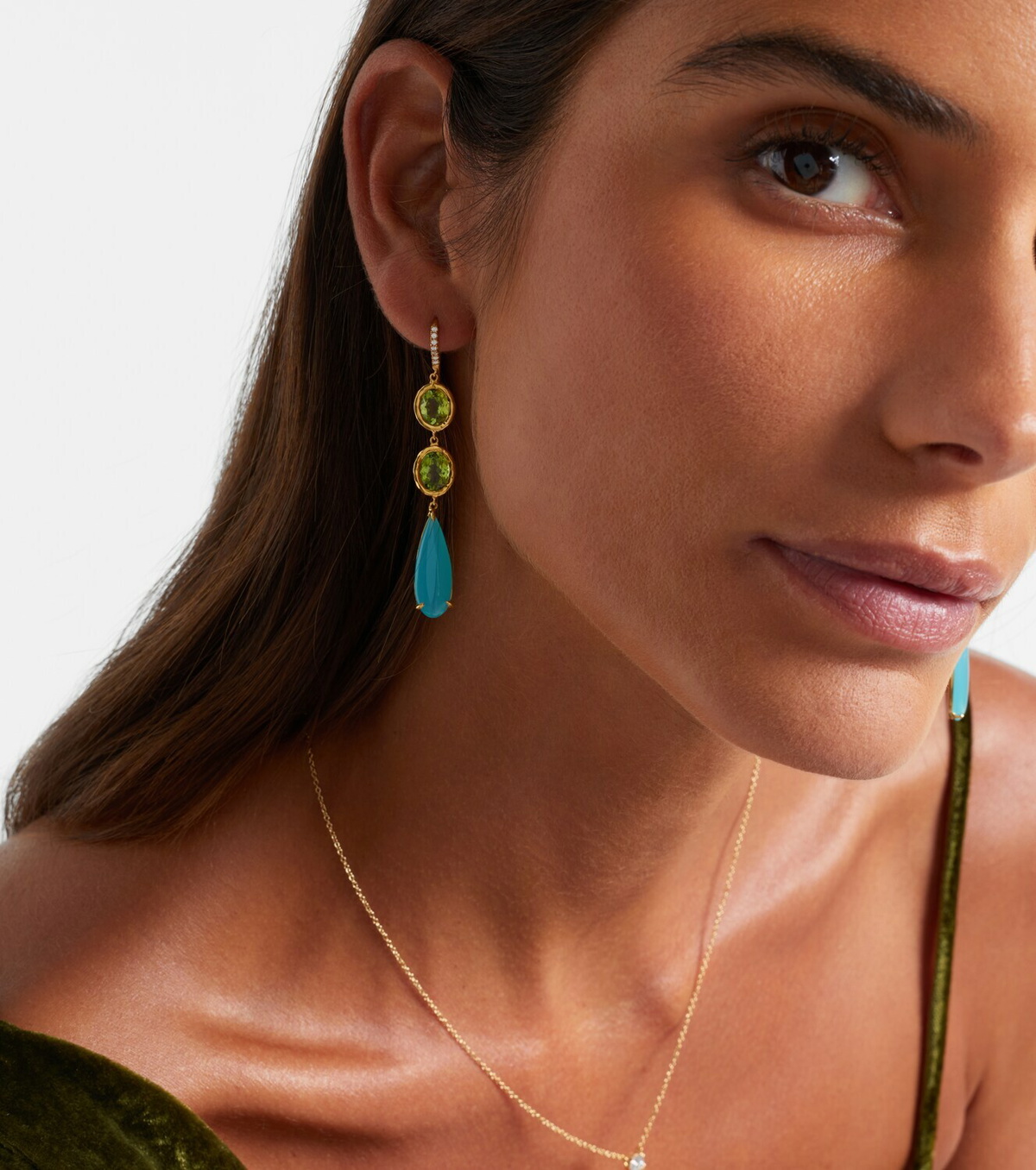 Octavia Elizabeth Santorini 18kt gold drop earrings with gemstones